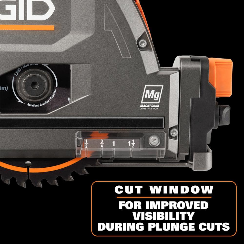RIDGID 18V Brushless Cordless Track Saw (Tool Only) with (2) 27.5 in. Tracks and (3) Track Saw Clamps