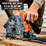 RIDGID 18V Brushless Cordless Track Saw (Tool Only) with (2) 27.5 in. Tracks and (3) Track Saw Clamps