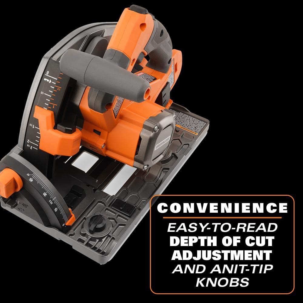 RIDGID 18V Brushless Cordless Track Saw with 18V 6.0 Ah MAX Output Lithium Ion Battery and Rapid Charger