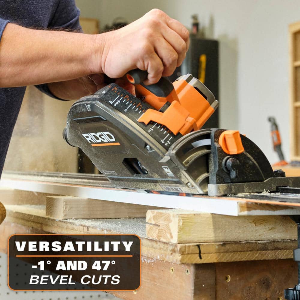 RIDGID 18V Brushless Cordless Track Saw with 18V 6.0 Ah MAX Output Lithium Ion Battery and Rapid Charger