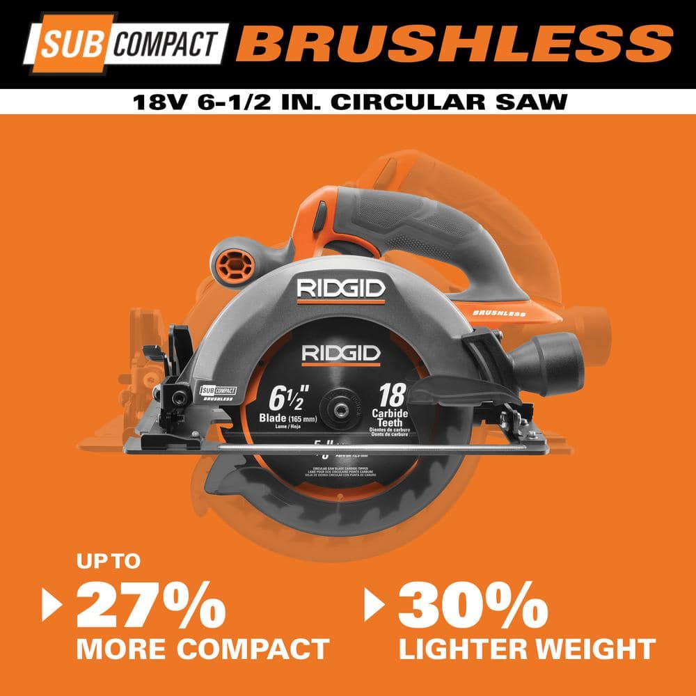 RIDGID 18V SubCompact Brushless Cordless 6-1/2 in. Circular Saw (Tool Only)