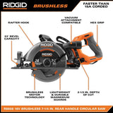 RIDGID 18V Brushless Cordless 7-1/4 in. Rear Handle Circular Saw Kit w/ (2) 4.0 Ah MAX Output Battery, Charger, Bag