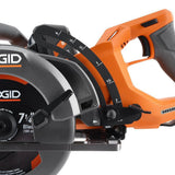 RIDGID 18V Brushless Cordless 7-1/4 in. Rear Handle Circular Saw Kit w/ (2) 4.0 Ah MAX Output Battery, Charger, Bag