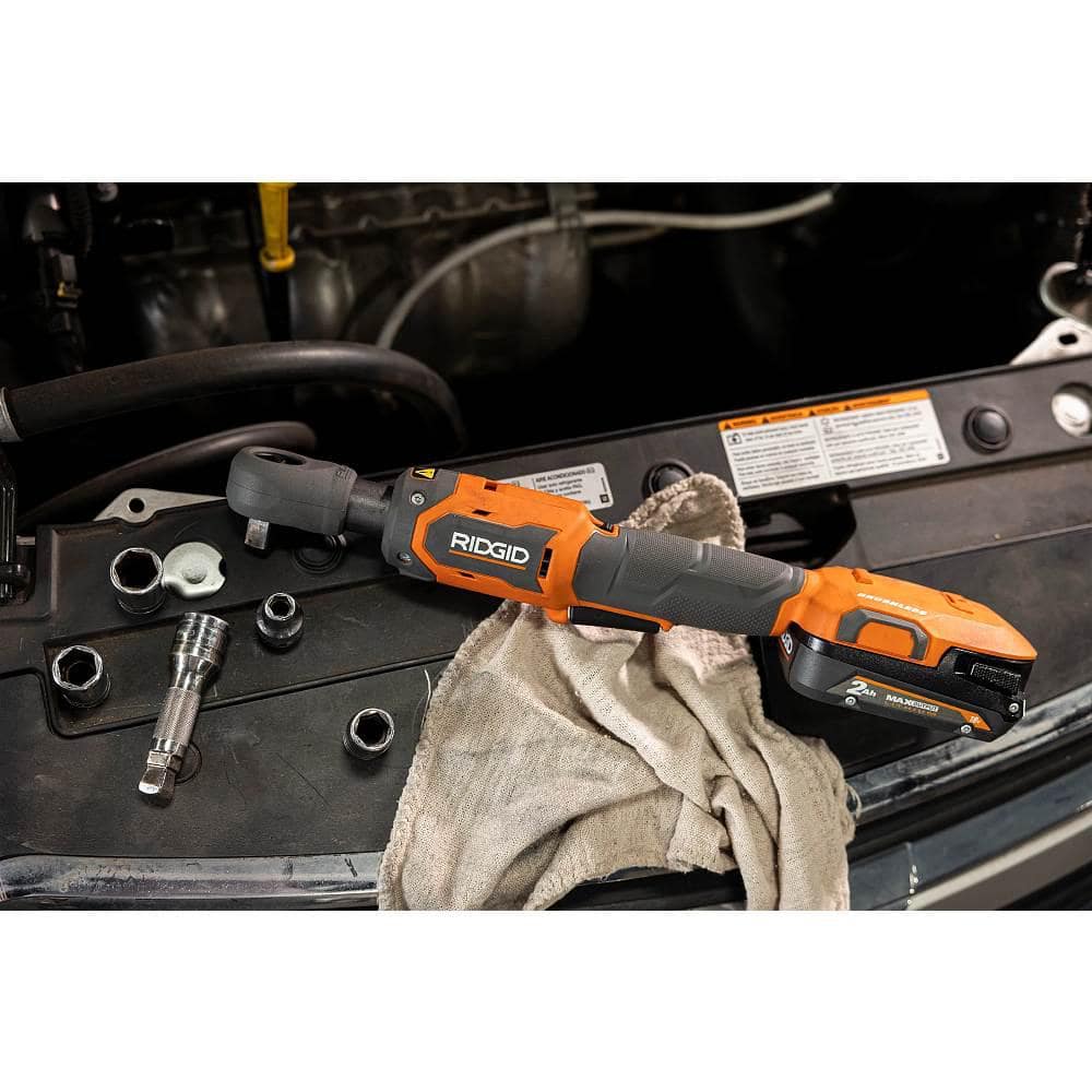 RIDGID 18V Brushless Cordless 1/2 in. Ratchet with FREE 2.0 Ah Lithium-Ion Battery