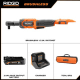 RIDGID 18V Brushless Cordless 1/2 in. Ratchet Kit with 2.0 Ah Battery and Charger