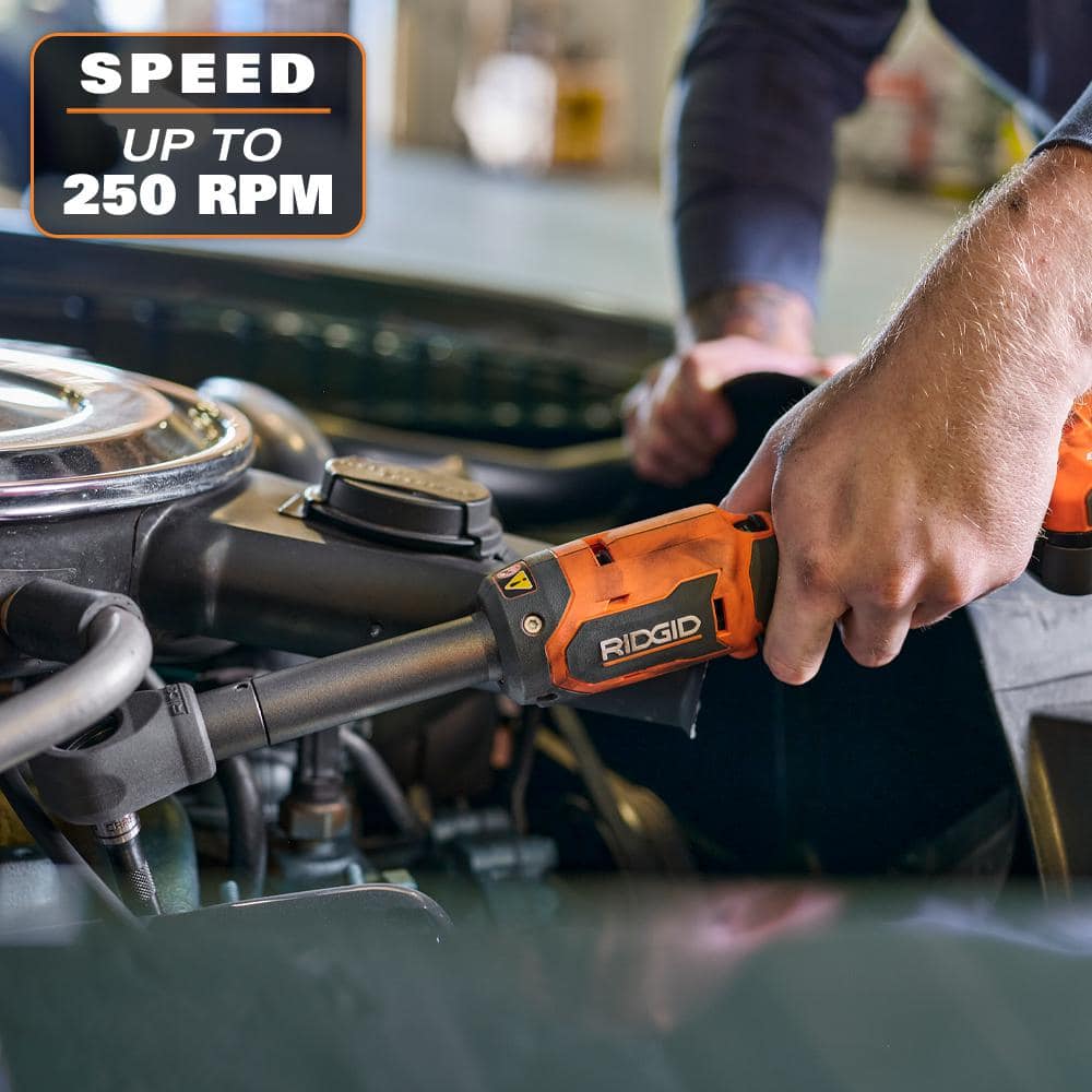 RIDGID 18V Brushless Cordless 3/8 in. Extended Reach Ratchet (Tool Only) with Protective Boot