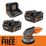 RIDGID 18V MAX Output Starter Kit with (2) 4.0 Ah MAX Output Batteries and Charger with FREE 18V Subcompact Low Profile Sander