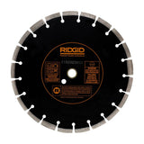 RIDGID 12 in. Dual-Purpose Diamond Blade, Segmented Rim, 1 in. Arbor with 20 mm Adapter