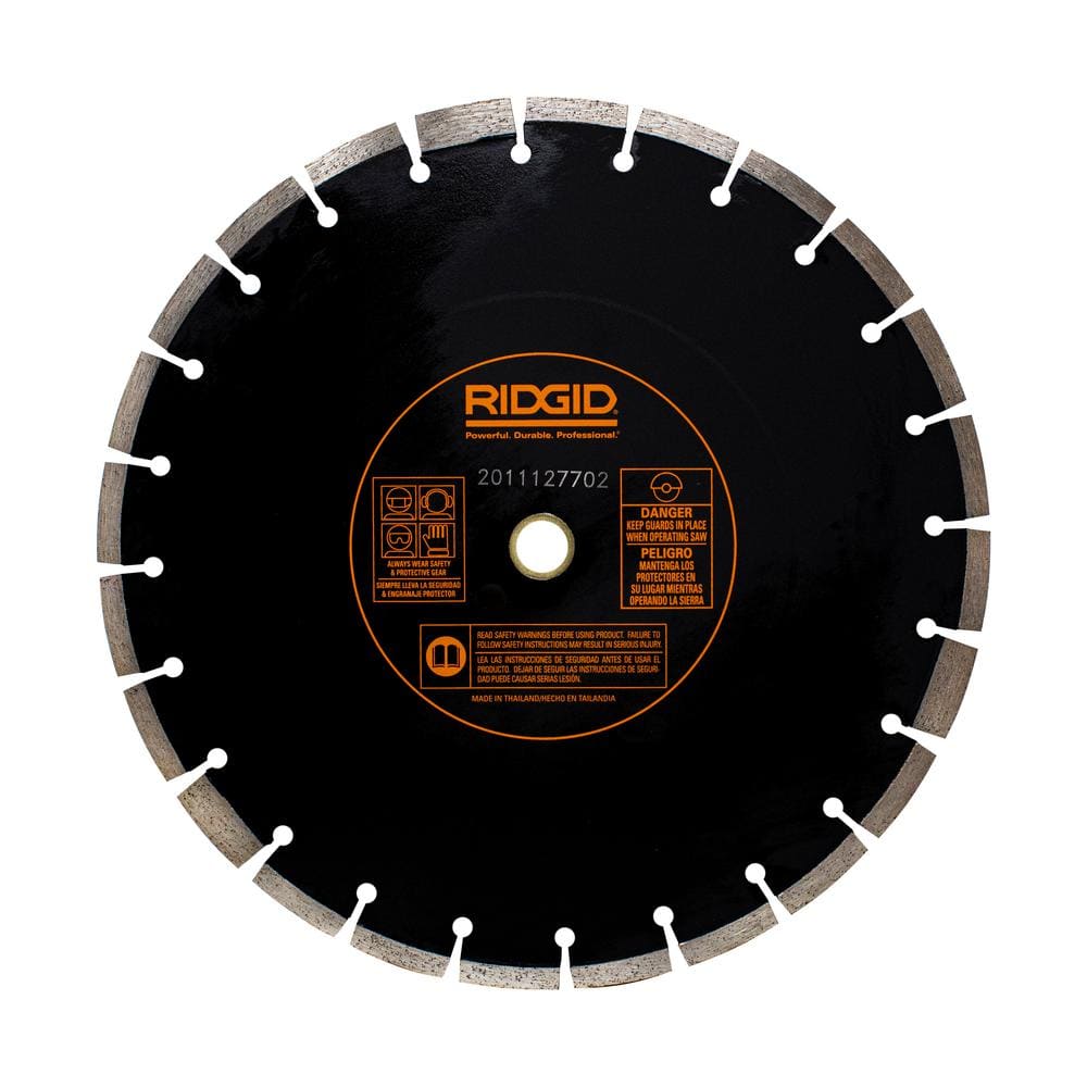RIDGID 14 in. Dual-Purpose Walk-Behind Saw Diamond Blade, 1 in. Arbor with 20 mm Adapter