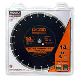 RIDGID 14 in. Dual-Purpose Walk-Behind Saw Diamond Blade, 1 in. Arbor with 20 mm Adapter