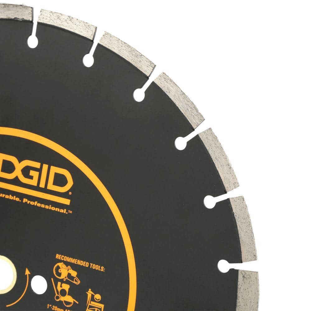 RIDGID 14 in. Dual-Purpose Walk-Behind Saw Diamond Blade, 1 in. Arbor with 20 mm Adapter