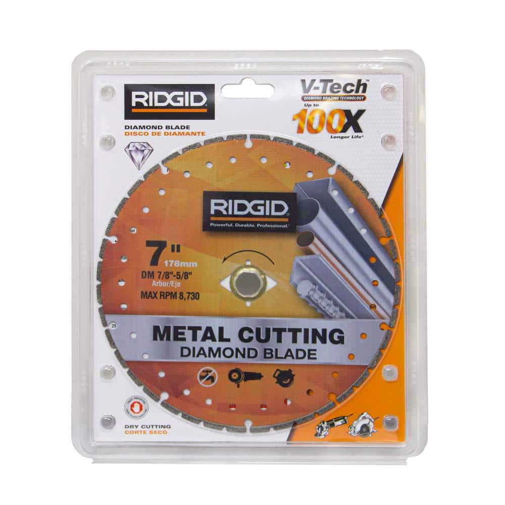 RIDGID 7 in. Metal Cutting Diamond Blade, 7/8 in.–5/8 in. Arbor, Max 8,730 RPM