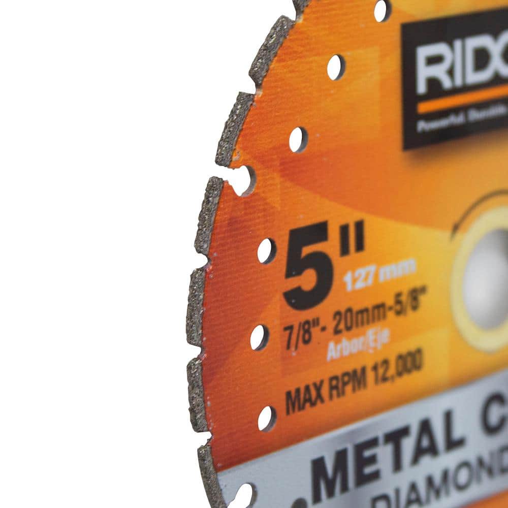 RIDGID 5 in. Metal Cutting Diamond Blade (Segmented Rim, Max 12,000 RPM)