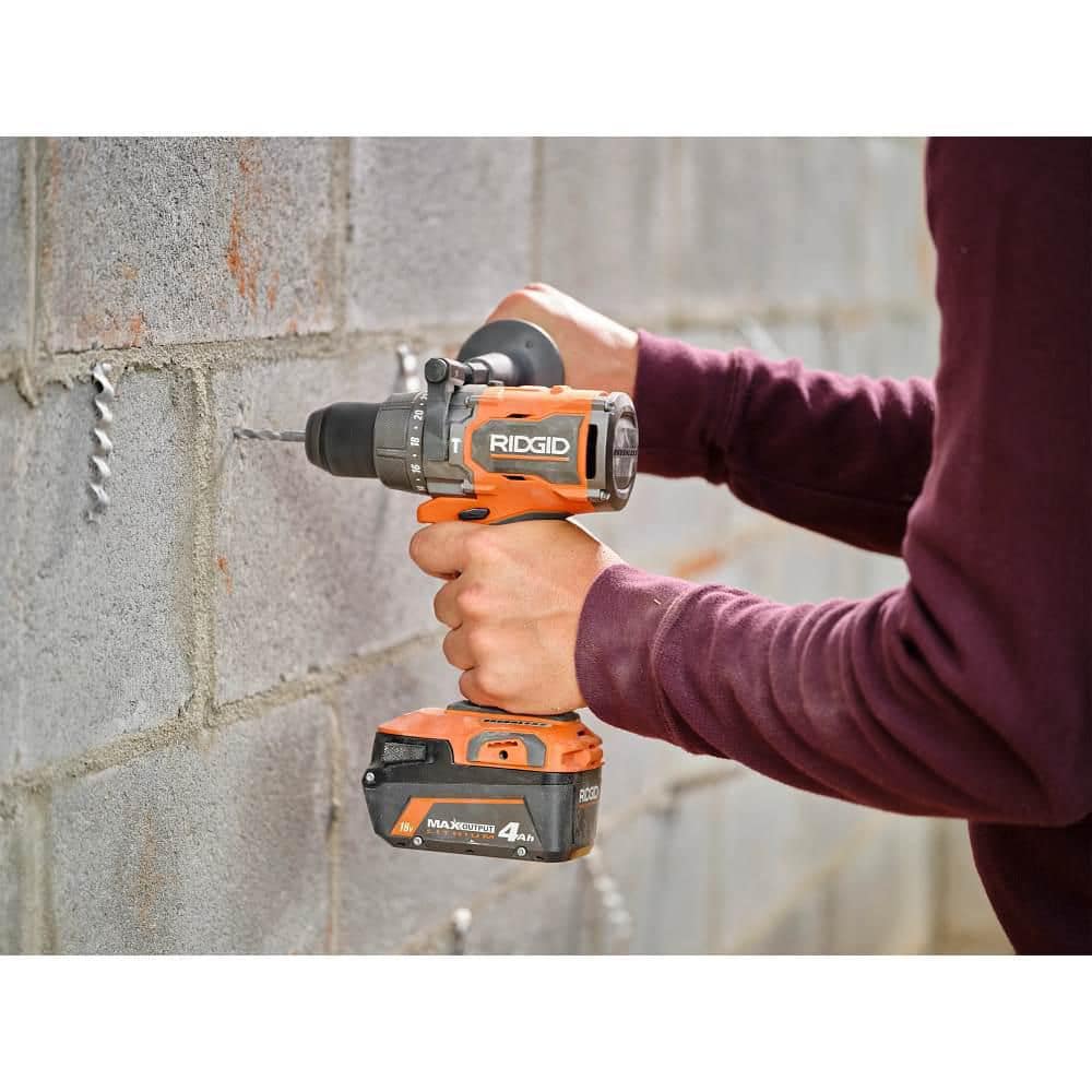 RIDGID 18V Brushless Cordless 1/2 in. High Torque Hammer Drill/Driver with FREE 4.0 Ah Lithium-Ion Battery