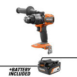 RIDGID 18V Brushless Cordless 1/2 in. Hammer Drill with 18V Lithium-Ion 4.0 Ah Battery