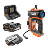 RIDGID 18V High Pressure Portable Inflator Kit with 2.0 Ah Battery, Charger, and USB Portable Power Source with Activate Button
