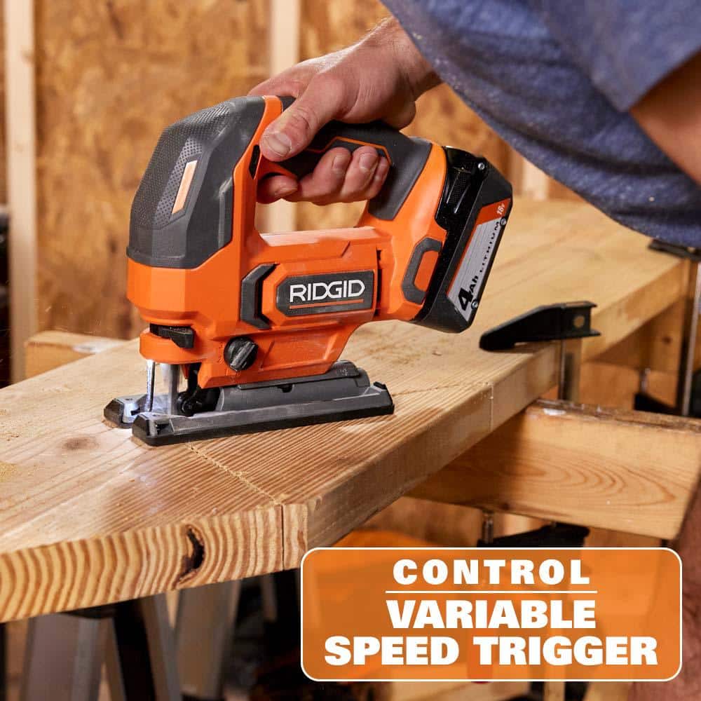 RIDGID 18V Cordless Jig Saw Kit with 2.0 Ah Lithium-Ion Battery and Charger