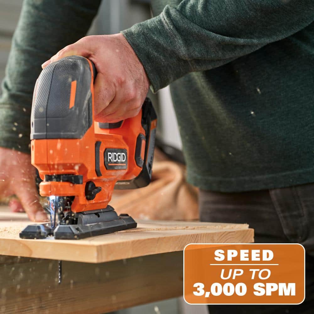 RIDGID 18V Cordless Jig Saw Kit with 2.0 Ah Lithium-Ion Battery and Charger
