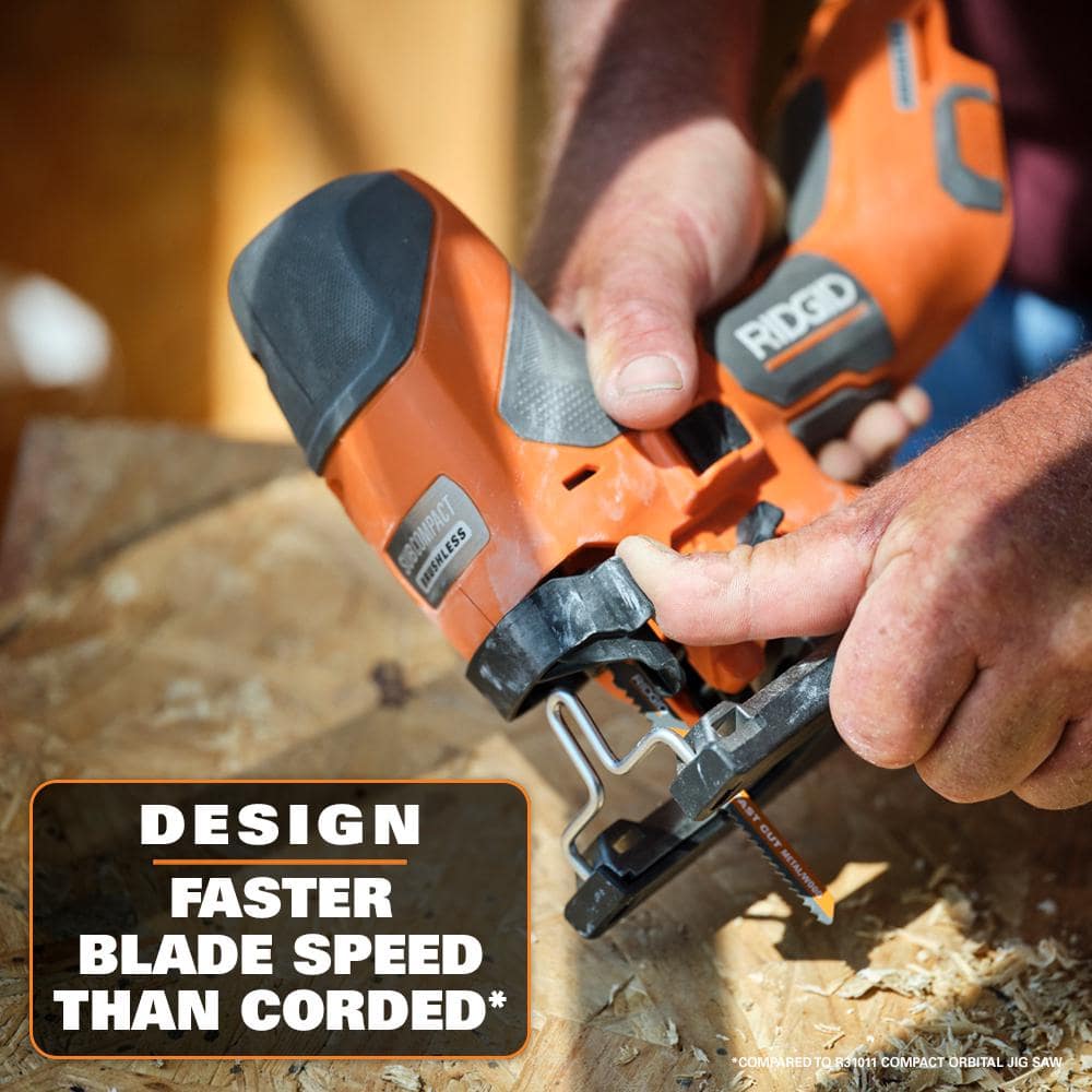 RIDGID 18V SubCompact Brushless Cordless Barrel Grip Jig Saw Kit with 18V 4.0Ah MAX Output Battery and Rapid Charger