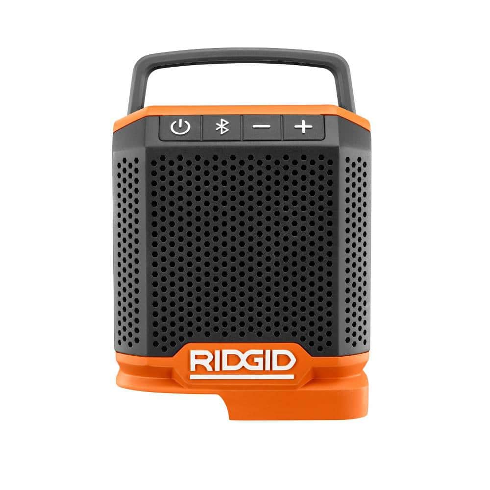 RIDGID 18V Cordless Speaker with Bluetooth Wireless Technology with FREE 2.0 Ah Lithium-Ion Battery