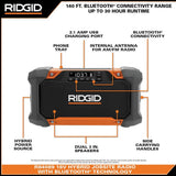 RIDGID 18V Hybrid Jobsite Radio with Bluetooth Technology (Tool Only)