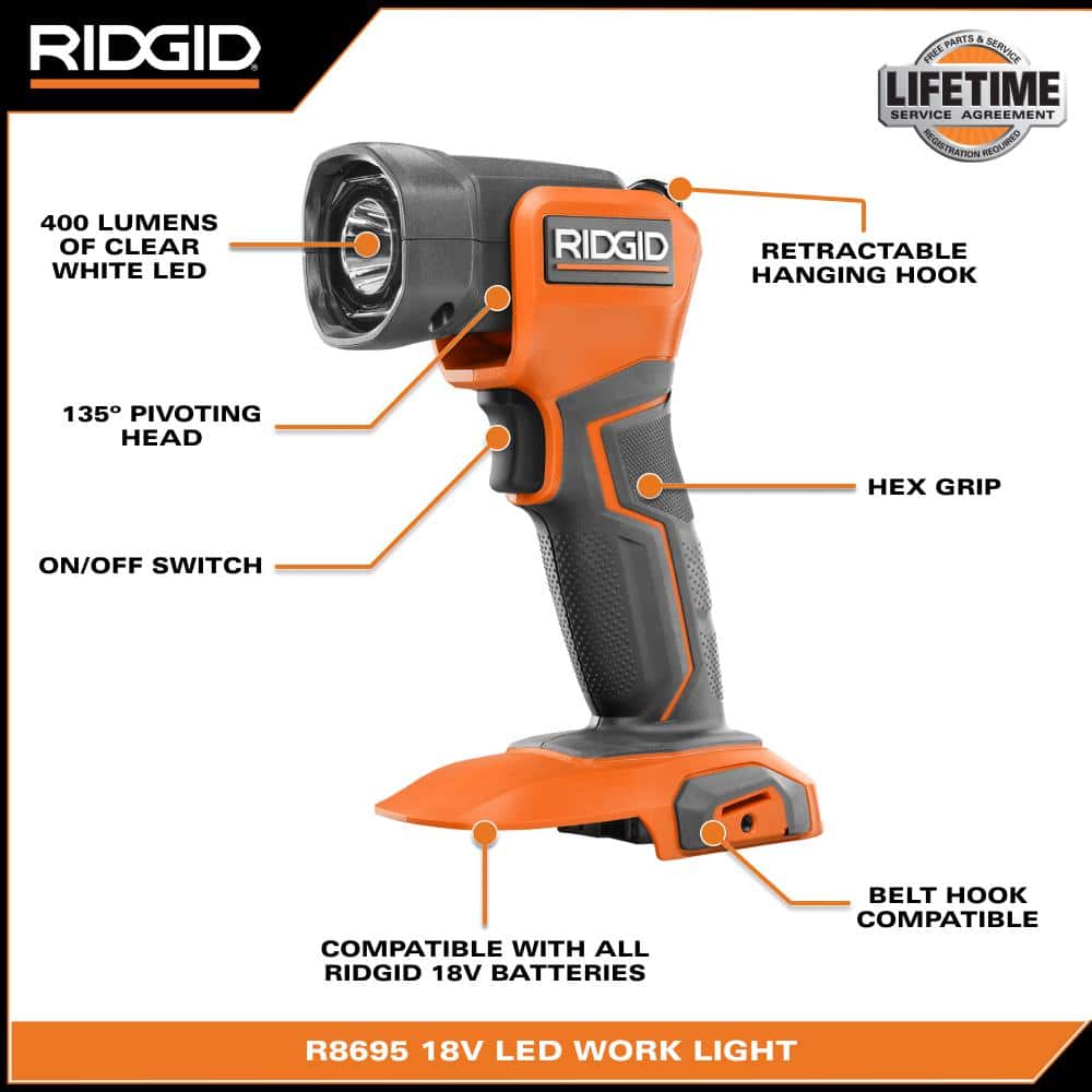 RIDGID 18V LED Worklight Kit with 2.0 Ah Battery and Charger