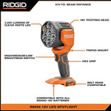 RIDGID 18V Cordless LED Spotlight with FREE 2.0 Ah Lithium-Ion Battery