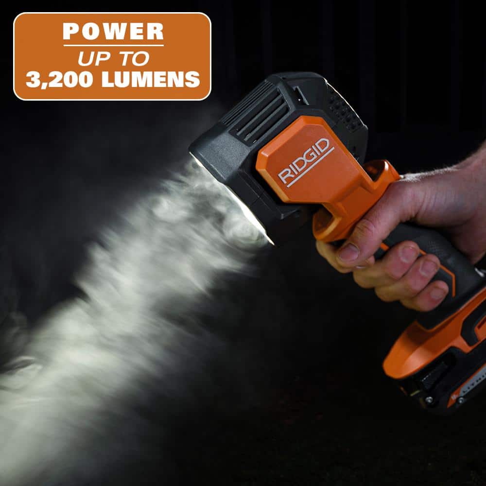 RIDGID 18V Cordless LED Spotlight with FREE 2.0 Ah Lithium-Ion Battery