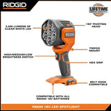 RIDGID 18V Cordless LED Spotlight Kit with 2.0 Ah Battery and Charger