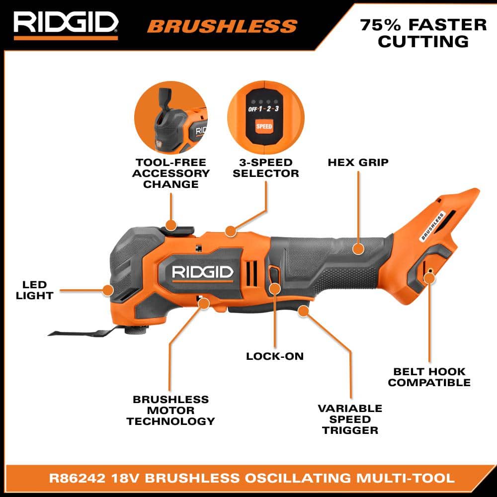 RIDGID 18V Brushless Cordless Multi-Tool (Tool Only)