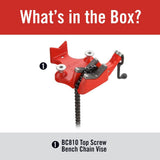 RIDGID BC810A Top-Screw Bench Chain Vise, 1/2 in. to 8 in. Pipe Capacity