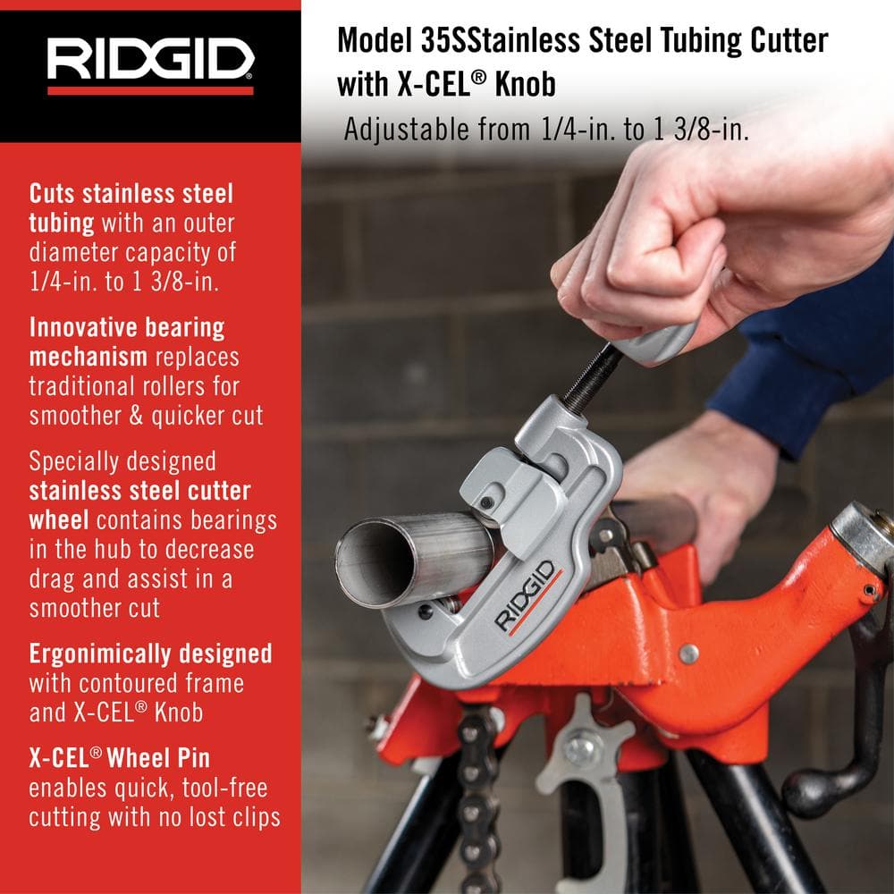 RIDGID Model 35S Stainless Steel Tubing Cutter, 1/4 in. to 1-3/8 in. Capacity
