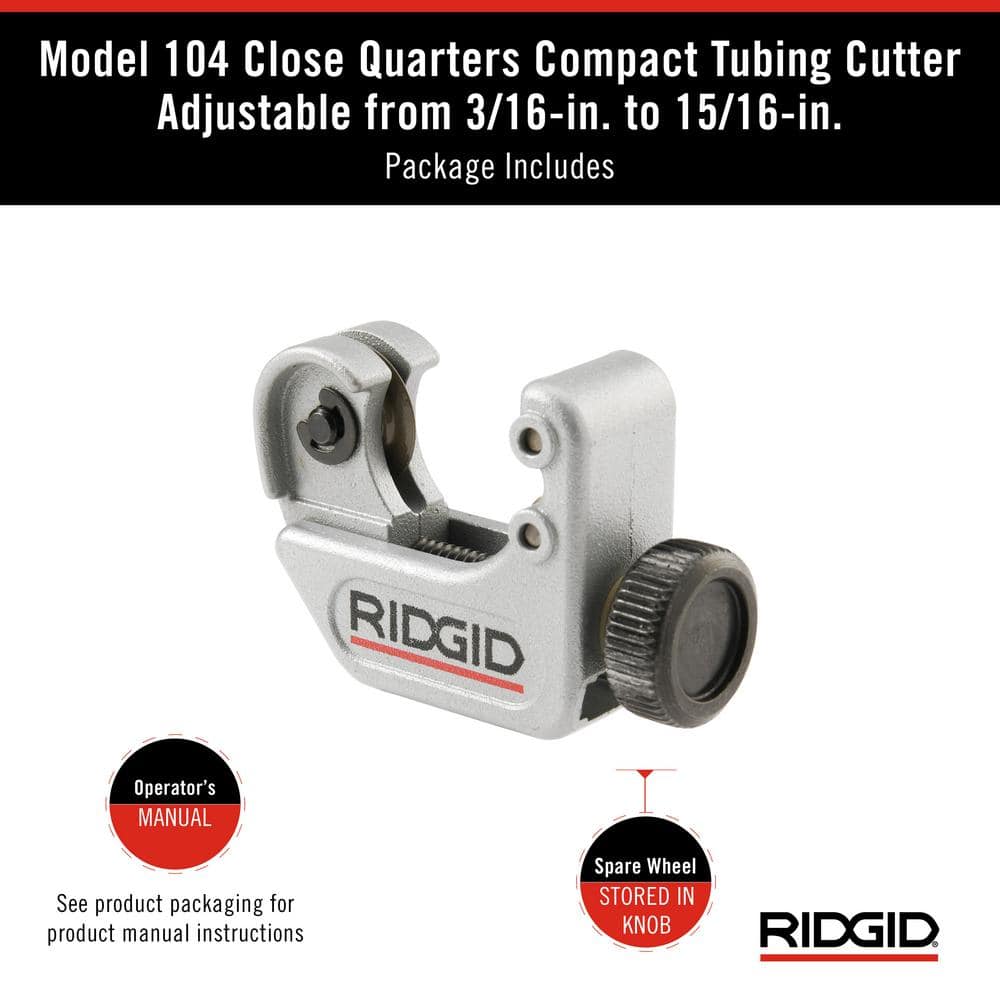RIDGID Model 104 Close Quarters Tubing Cutter, 3/16 in. to 15/16 in. Capacity
