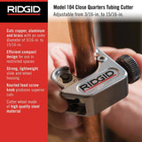 RIDGID Model 104 Close Quarters Tubing Cutter, 3/16 in. to 15/16 in. Capacity