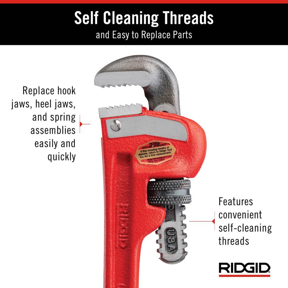 RIDGID 6 in. Heavy-Duty Straight Pipe Wrench, 3/4 in. Capacity