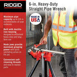 RIDGID 6 in. Heavy-Duty Straight Pipe Wrench, 3/4 in. Capacity