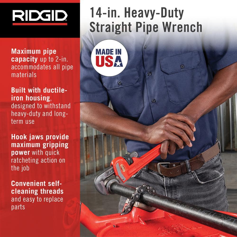 RIDGID 14 in. Heavy-Duty Straight Pipe Wrench