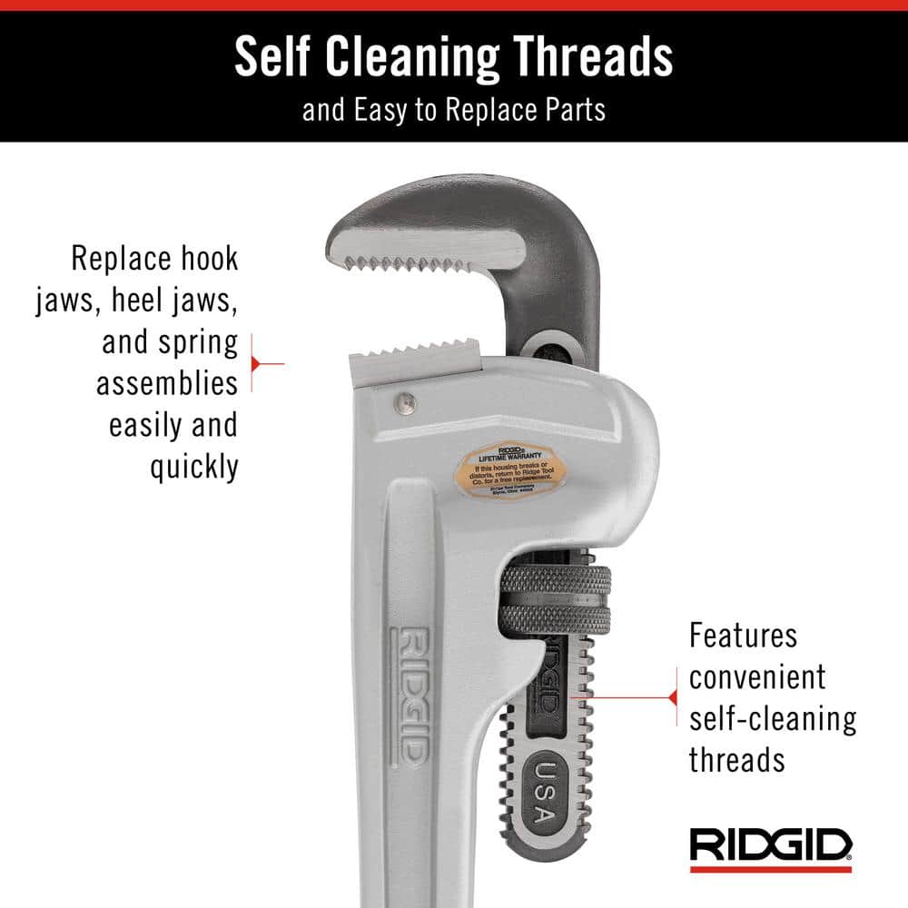 RIDGID 18 in. Aluminum Straight Pipe Wrench, 2-1/2 in. Capacity