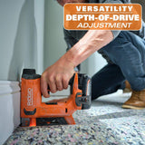 RIDGID 18V Cordless 3/8 in. Crown Stapler Kit  2.0 Ah Battery, Charger, and Extra 2.0 Ah Battery