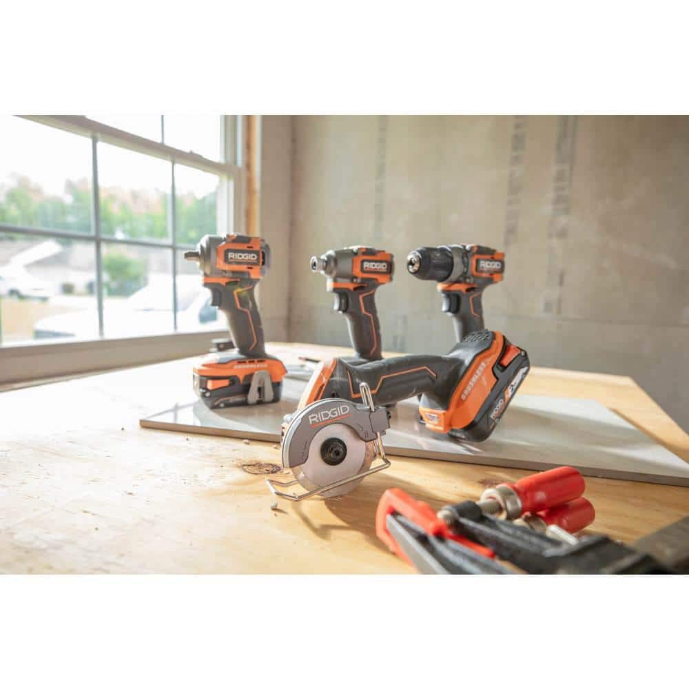RIDGID 18V SubCompact Brushless Cordless 3 in. Multi-Material Saw (Tool Only) with (3) Cutting Wheels