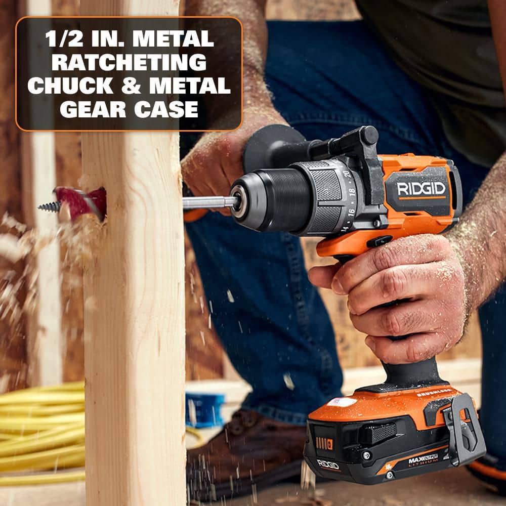 RIDGID 18V Brushless Cordless 1/2 in. Drill/Driver Kit with 2.0 Ah MAX Output Battery and 18V Charger