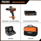 RIDGID 18V Brushless Cordless 1/2 in. Drill/Driver Kit with 2.0 Ah MAX Output Battery and 18V Charger