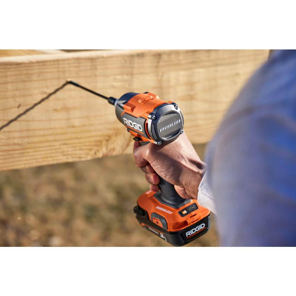 RIDGID 18V Brushless Cordless 18-Gauge 2-1/8 in. Brad Nailer with Brushless Cordless 3-Speed 1/4 in. Impact Driver (Tools Only)