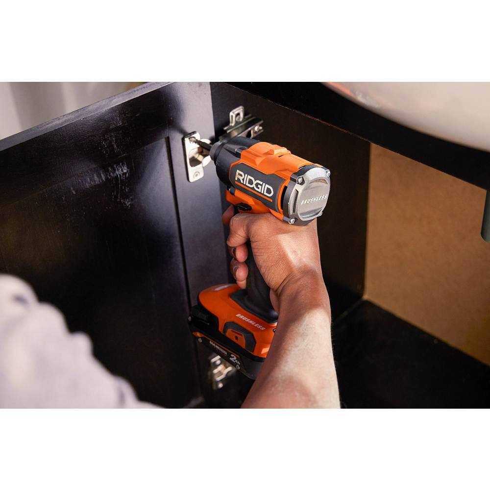 RIDGID 18V Brushless Cordless 18-Gauge 2-1/8 in. Brad Nailer with Brushless Cordless 3-Speed 1/4 in. Impact Driver (Tools Only)