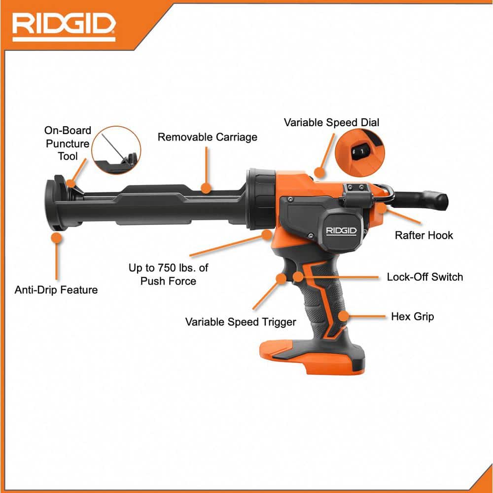 RIDGID 18V Cordless 2-Tool Combo Kit with 10 oz. Caulk Gun and Adhesive Gun and Drywall Cut-Out Tool (Tools Only)