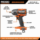 RIDGID 18V Brushless Cordless 2-Tool Combo Kit w/ Impact Wrench, SubC One Handed Recip Saw, 4.0 Ah MAX Output Battery & Charger