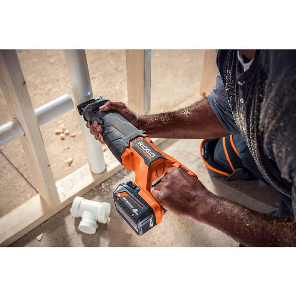 RIDGID 18V Brushless Cordless 2-Tool Combo Kit with High-Torque Impact Wrench, Reciprocating Saw, 4.0 Ah Battery, and Charger