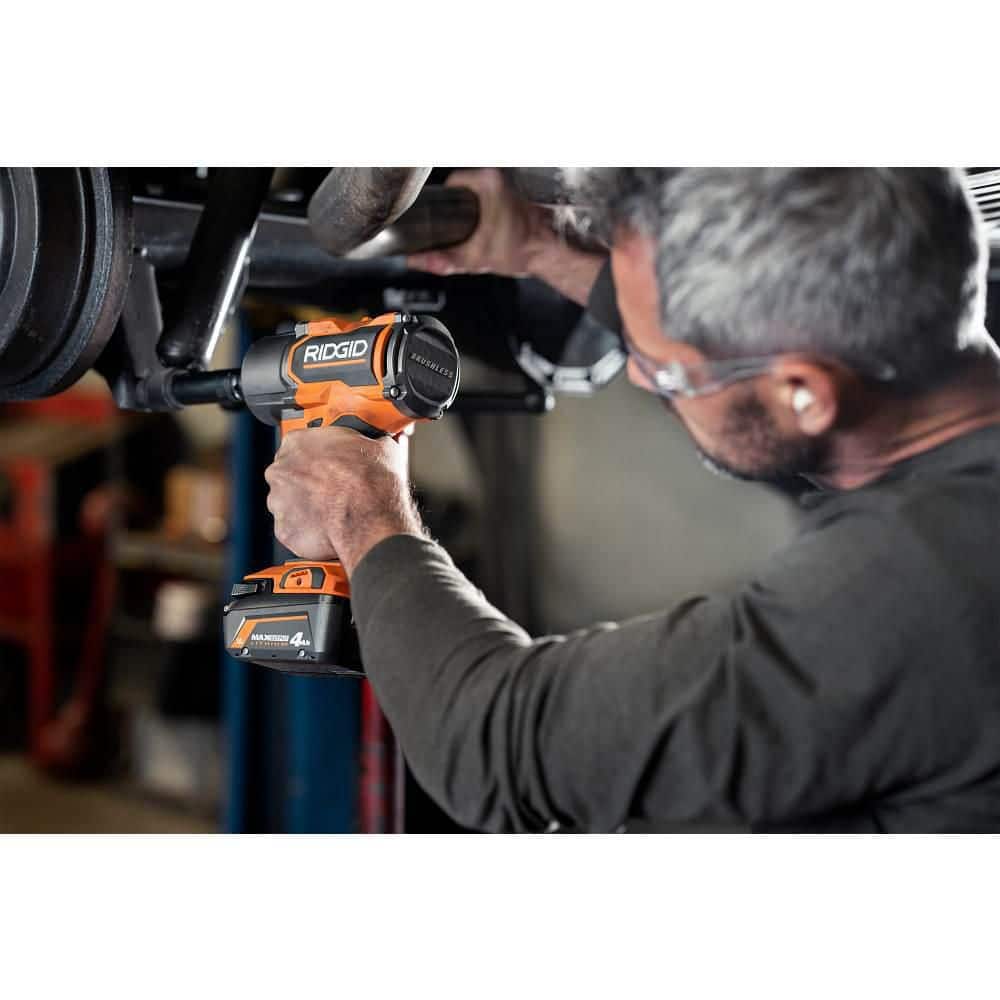 RIDGID 18V Brushless Cordless 2-Tool Combo Kit with High-Torque Impact Wrench, Reciprocating Saw, 4.0 Ah Battery, and Charger