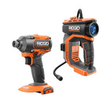 RIDGID 18V Cordless 2-Tool Combo Kit with Brushless 3-Speed 1/4 in. Impact Driver and Cordless Digital Inflator (Tools Only)
