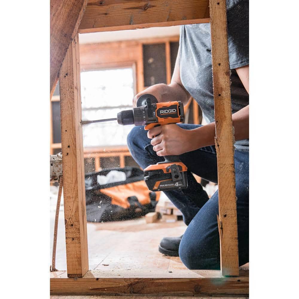 RIDGID 18V Brushless Cordless 2-Tool Combo Kit with Hammer Drill, Impact Driver, (3) Batteries, Charger, and Bag